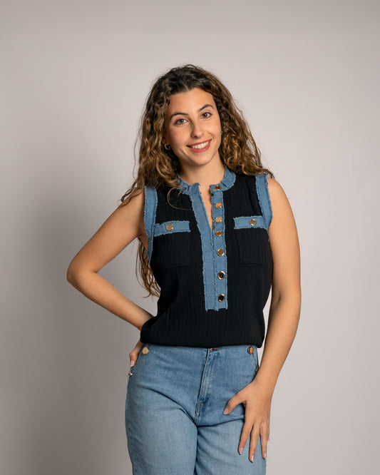 Top tirantes negro