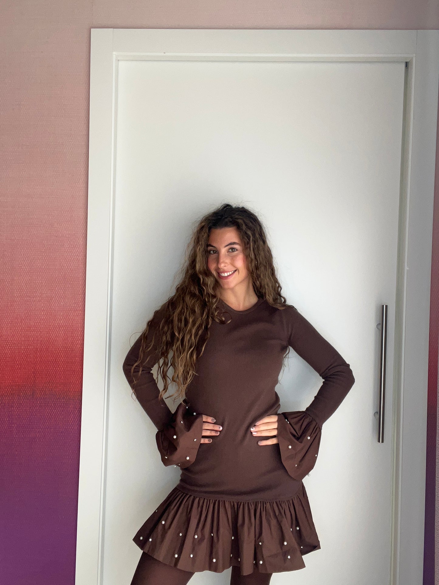 Vestido perlas (marro)