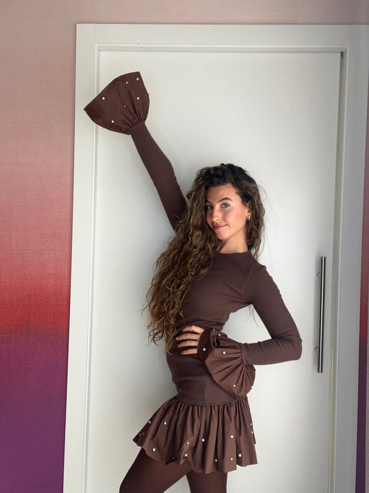 Vestido perlas (marro)