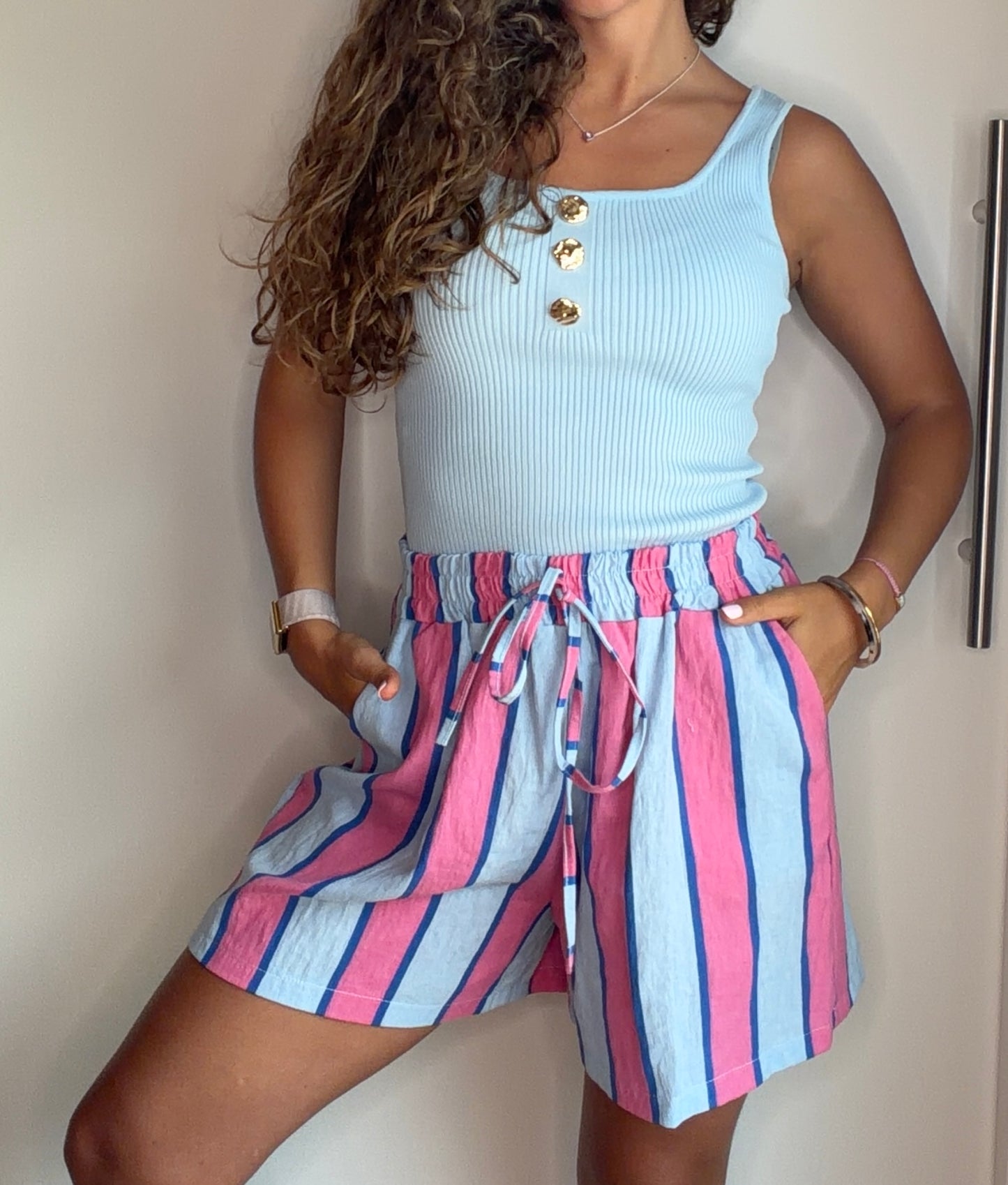 Bermudas Blue Stripes 🩷🩵