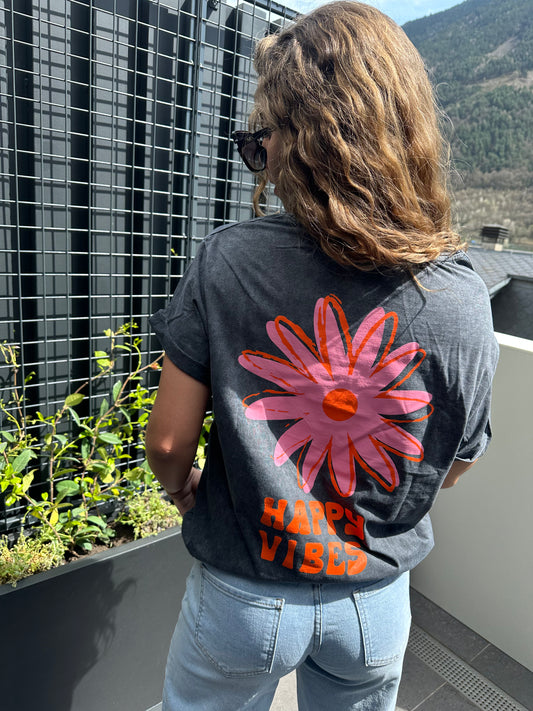 Happy Vibes T-Shirt (gris)