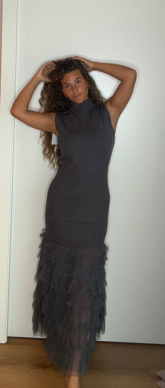 Vestido largo gris
